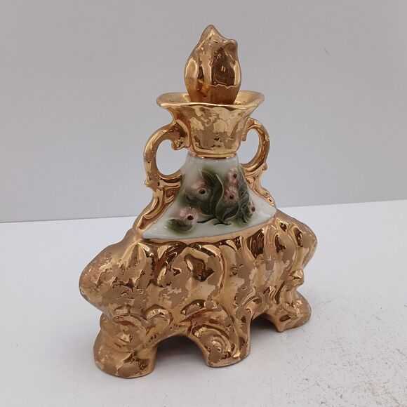 Jim Beam Liquor Decanter Distillery Whiskey Empty Vase Bottle Gold Regal China - Picture 3 of 13